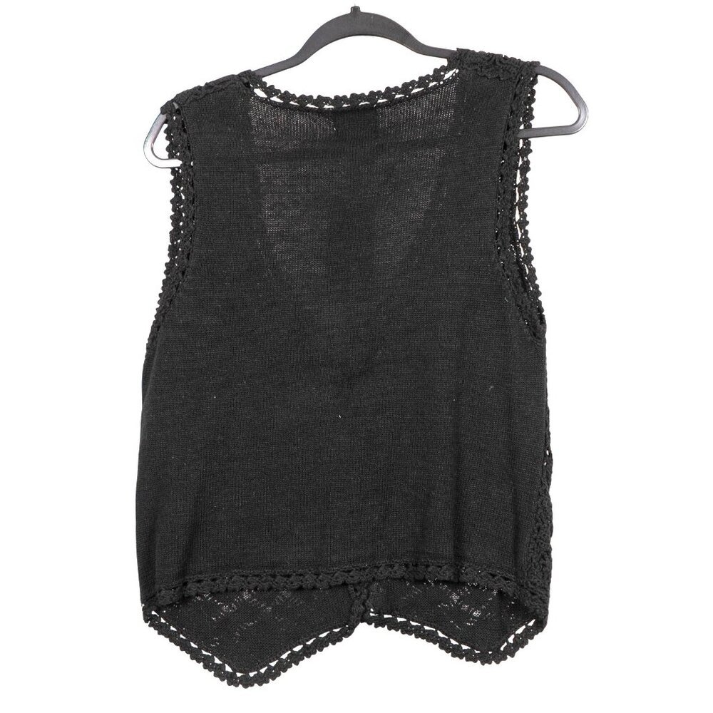 Maren VTG Crochet Vest M Women Black Sweater Buttons Whimsigoth Fairy Grammacore - Picture 5 of 5